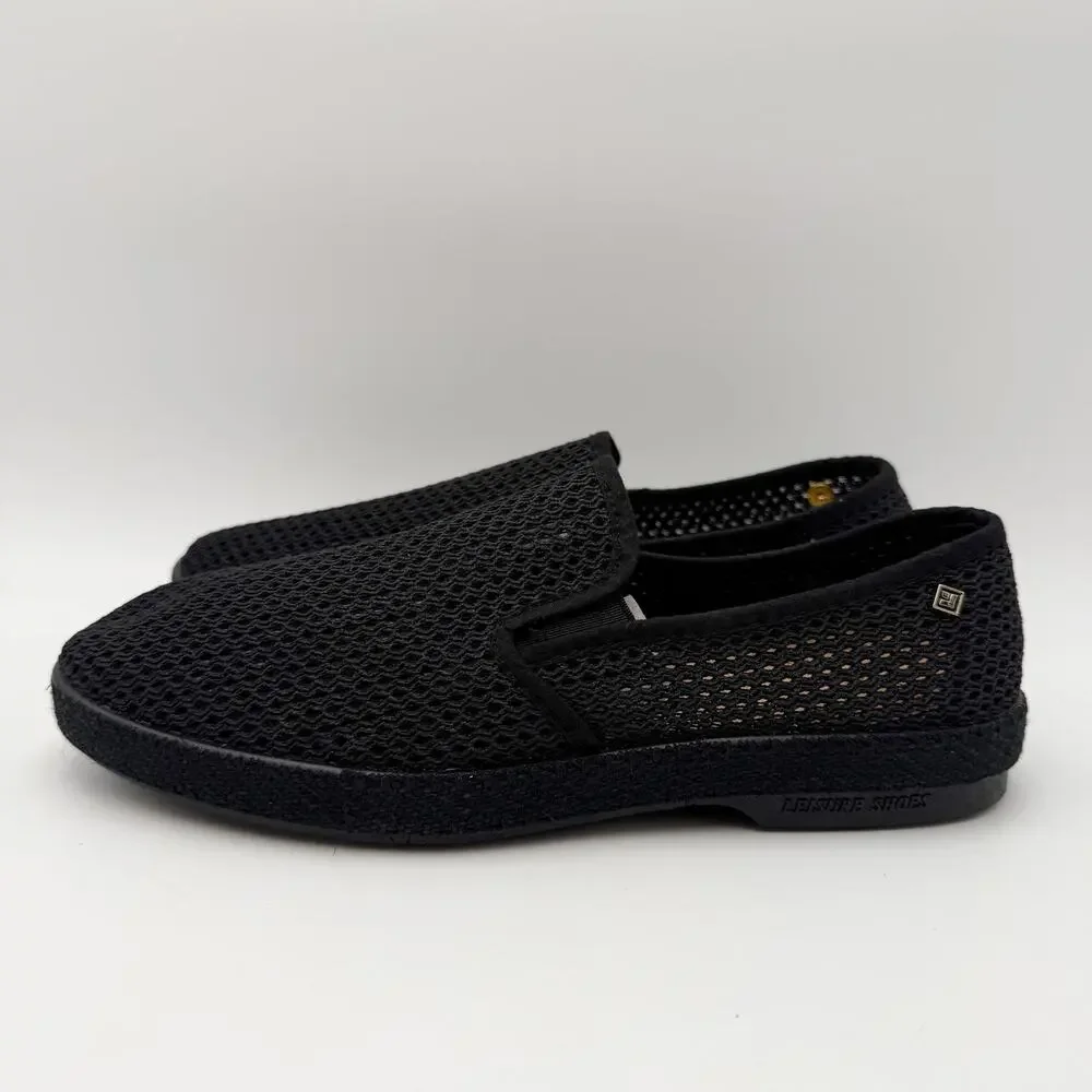 Rivieras Womens Classic Mesh Slip On Shoes Size 7.5 EU 38 Black NIB